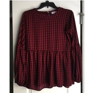 Red/Blue Gingham Peplum Top